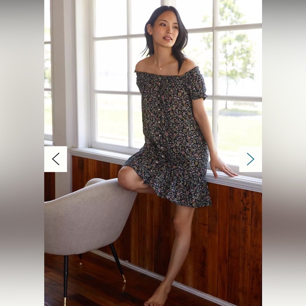 Anthropologie Floral Off-The-Shoulder Mini Dress sz xs